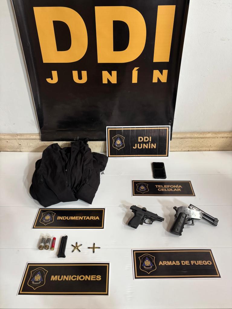 Dos pistolas, balas y una moto, las pistas que llevaron a esclarecer el brutal asalto a un hombre de 84 años en Junín