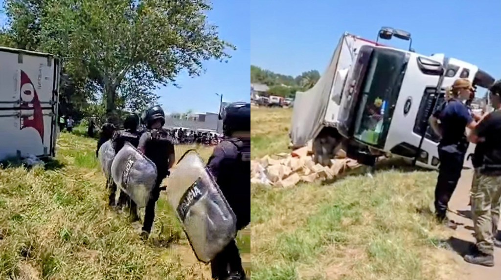 Junín: volcó un camión cargado con aceite y bolsones de mayonesa Natura en la Ruta 188 y hay un fuerte operativo de seguridad